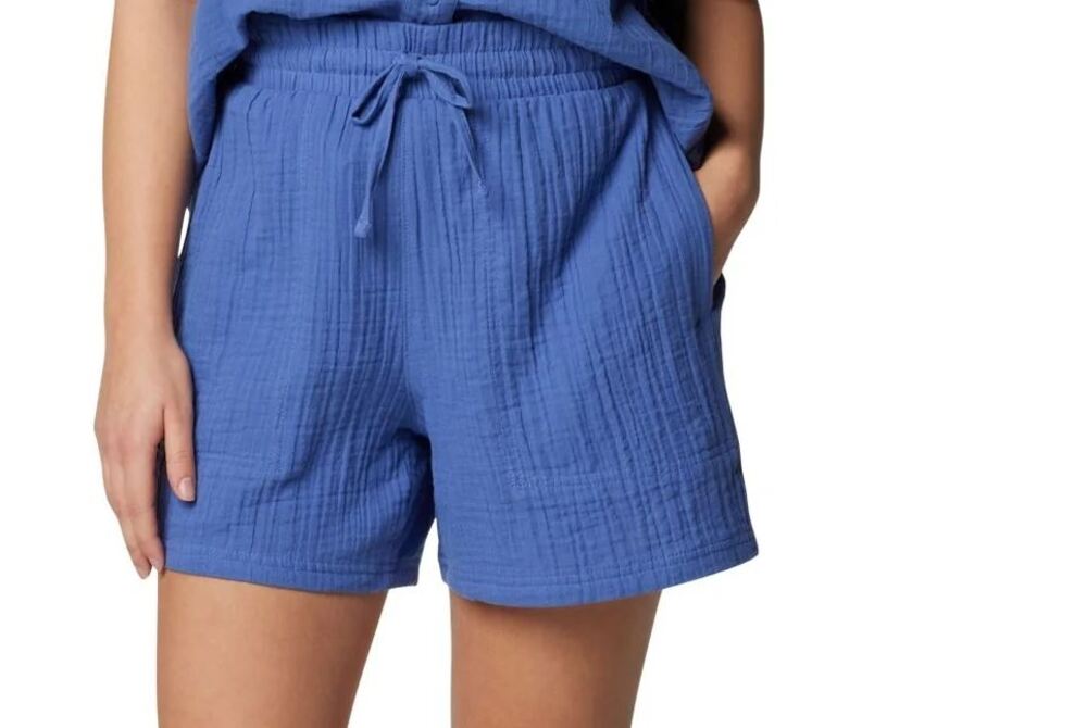 Columbia Holly Hideaway Breezy Shorts NWT Women's 2X Blue Cotton Drawstring